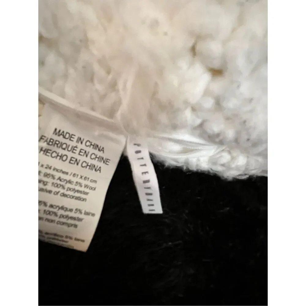 Pottery Barn Cable Knit Faux Fur Pillow Cover wool blend Christmas